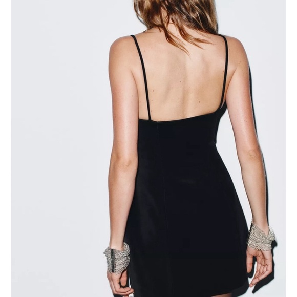 NWT ZARA SHORT STRAPPY VELVET VOLUMINOUS DRESS - Picture 7 of 11